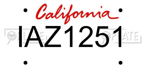 IAZ1251 California License Plate
