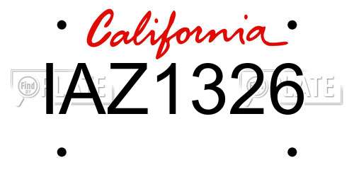 IAZ1326 California License Plate