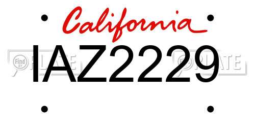 IAZ2229 California License Plate