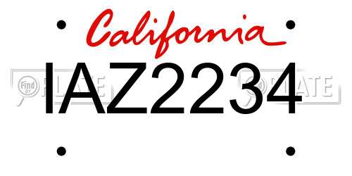 IAZ2234 California License Plate