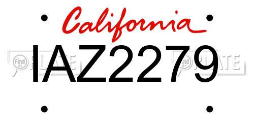IAZ2279 California License Plate