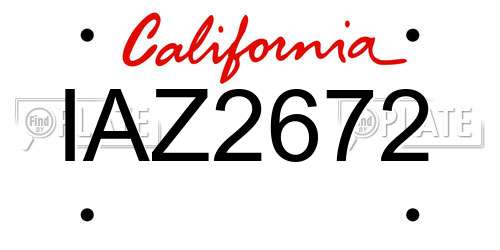 IAZ2672 California License Plate