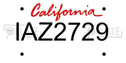 IAZ2729 California License Plate