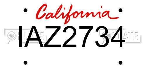 IAZ2734 California License Plate