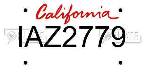 IAZ2779 California License Plate