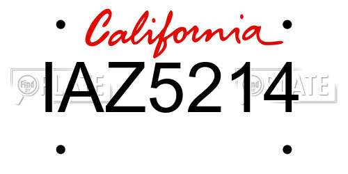 IAZ5214 California License Plate