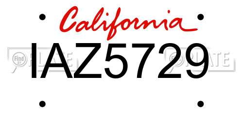 IAZ5729 California License Plate