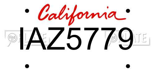 IAZ5779 California License Plate