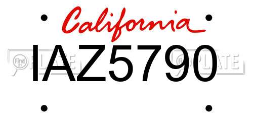 IAZ5790 California License Plate