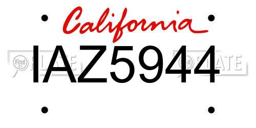 IAZ5944 California License Plate