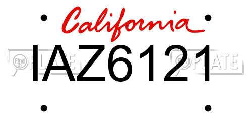 IAZ6121 California License Plate