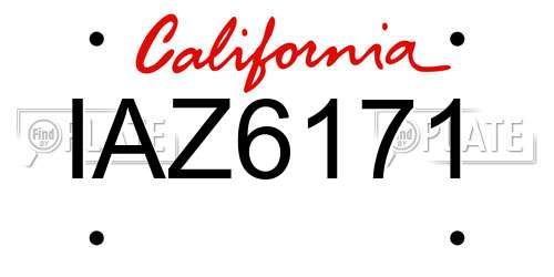 IAZ6171 California License Plate