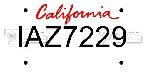 IAZ7229 California License Plate