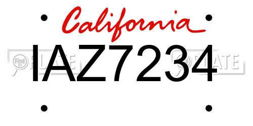 IAZ7234 California License Plate