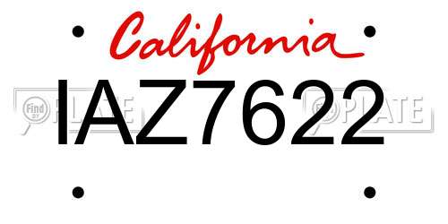 IAZ7622 California License Plate