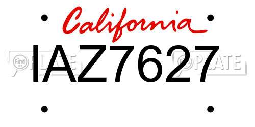 IAZ7627 California License Plate