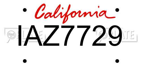 IAZ7729 California License Plate