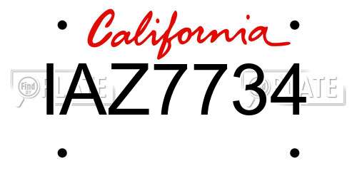 IAZ7734 California License Plate
