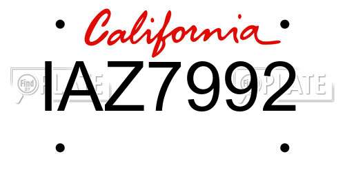 IAZ7992 California License Plate