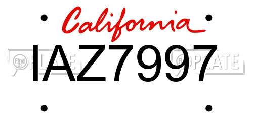 IAZ7997 California License Plate