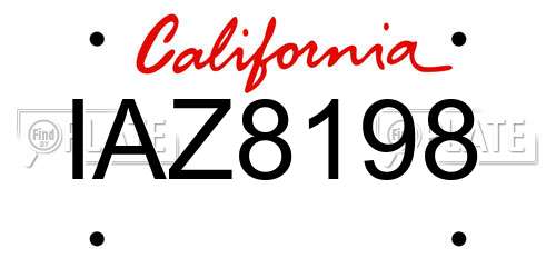 IAZ8198 California License Plate