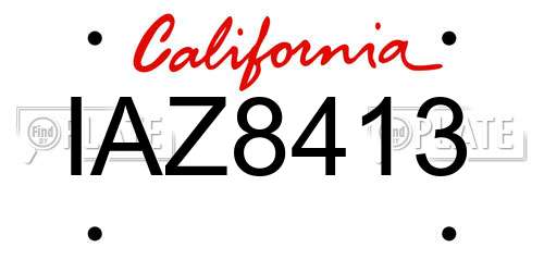 IAZ8413 California License Plate