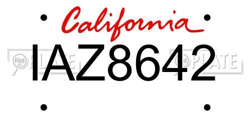 IAZ8642 California License Plate