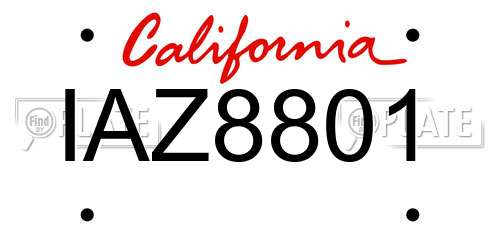 IAZ8801 California License Plate