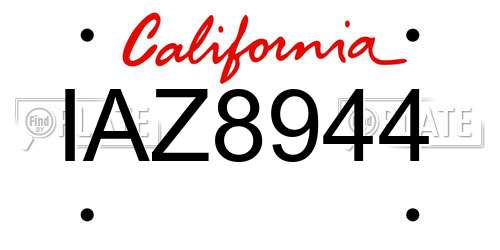 IAZ8944 California License Plate