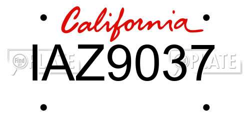 IAZ9037 California License Plate