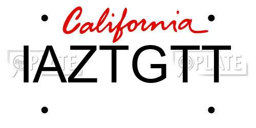 IAZTGTT California License Plate