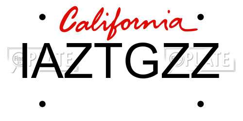 IAZTGZZ California License Plate