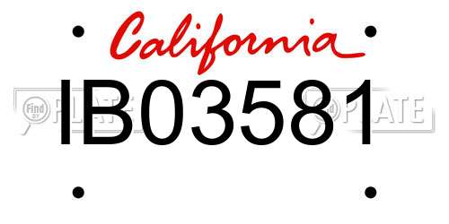 IB03581 California License Plate