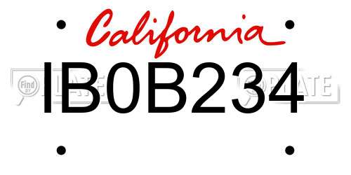 IB0B234 California License Plate