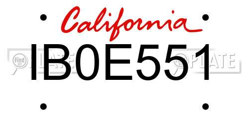 IB0E551 California License Plate