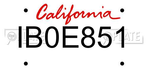 IB0E851 California License Plate