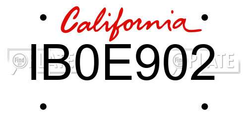 IB0E902 California License Plate