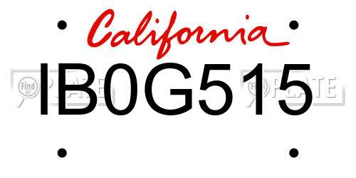 IB0G515 California License Plate