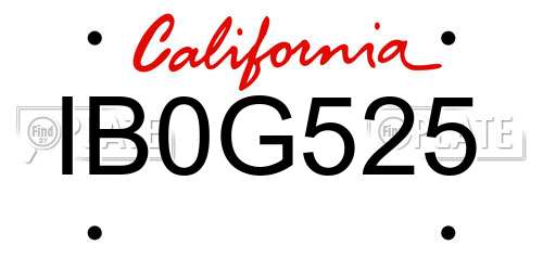 IB0G525 California License Plate