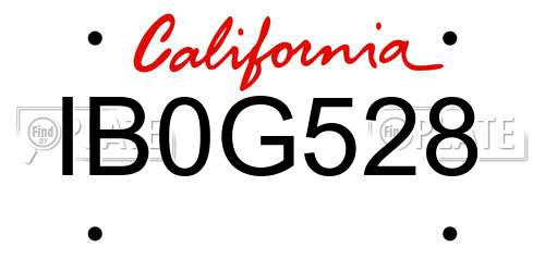 IB0G528 California License Plate