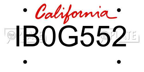 IB0G552 California License Plate