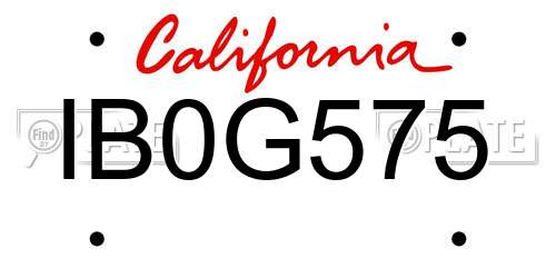 IB0G575 California License Plate