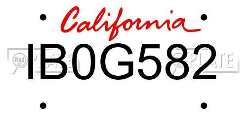 IB0G582 California License Plate