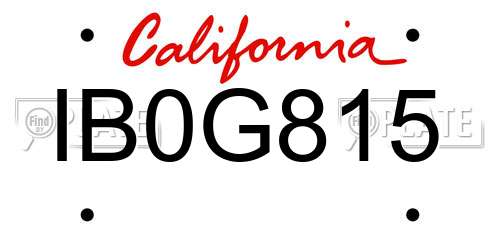 IB0G815 California License Plate