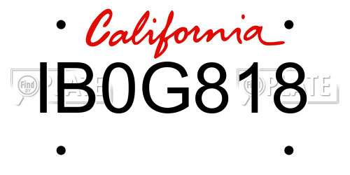 IB0G818 California License Plate