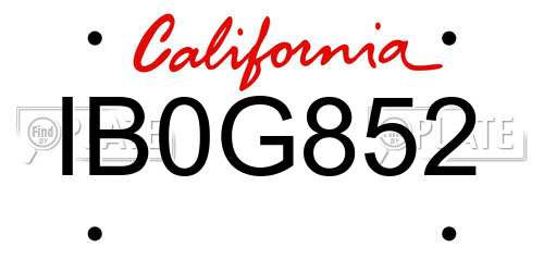 IB0G852 California License Plate