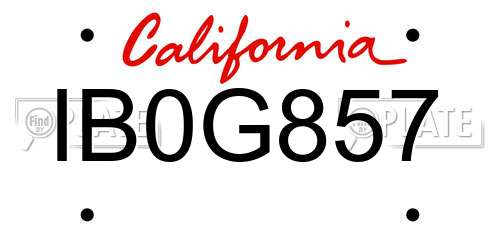 IB0G857 California License Plate