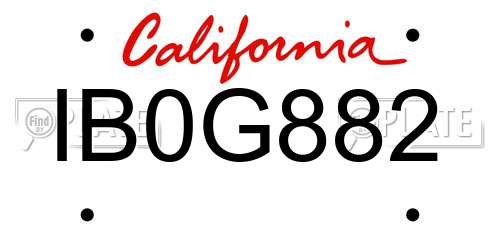 IB0G882 California License Plate