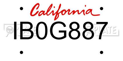 IB0G887 California License Plate