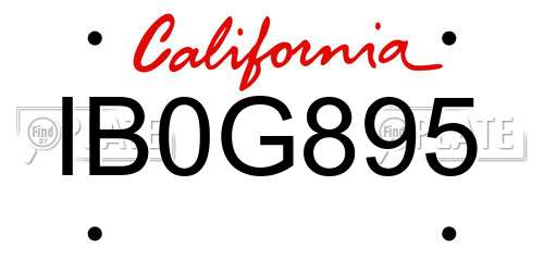 IB0G895 California License Plate